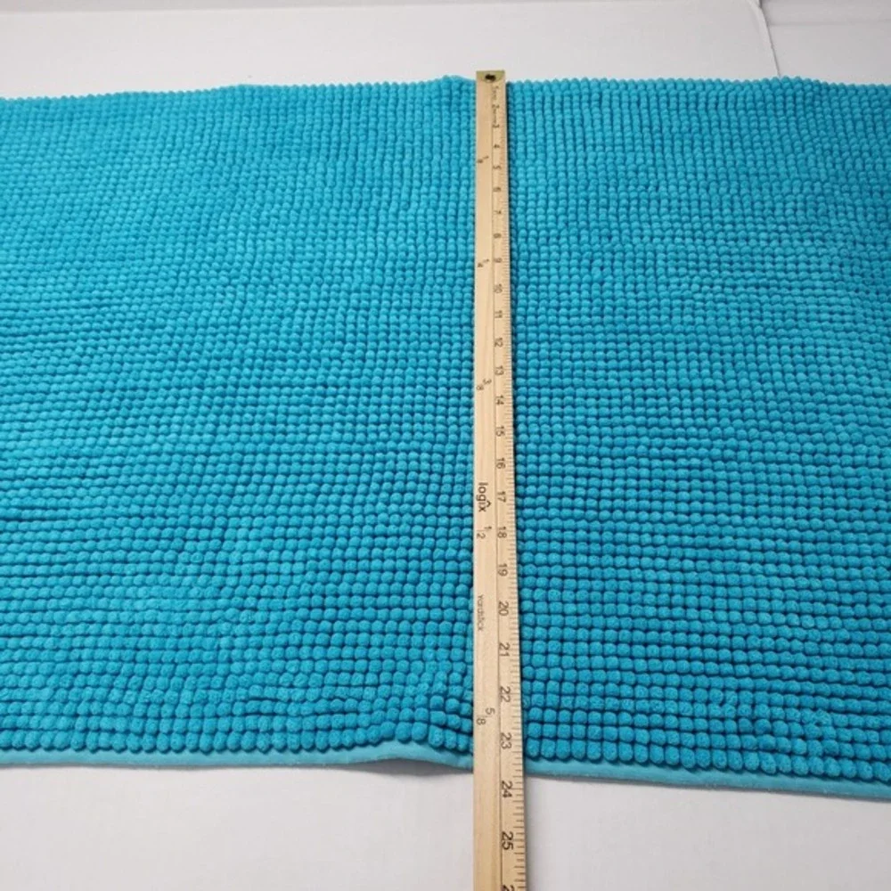 Chenille Bath Mat Rug Set of‎ 2 35x24 Turquoise Texture Spa Soft Plush Absorbent